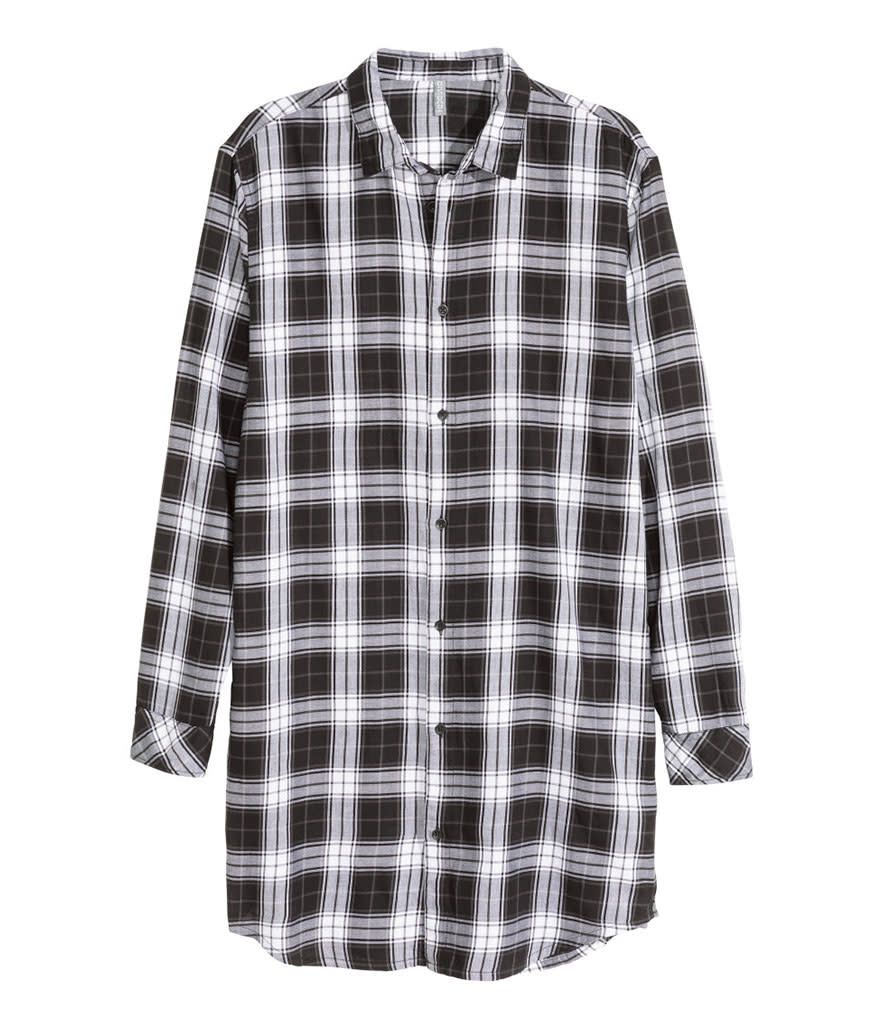 H&M Long Flannel Shirt in B&W