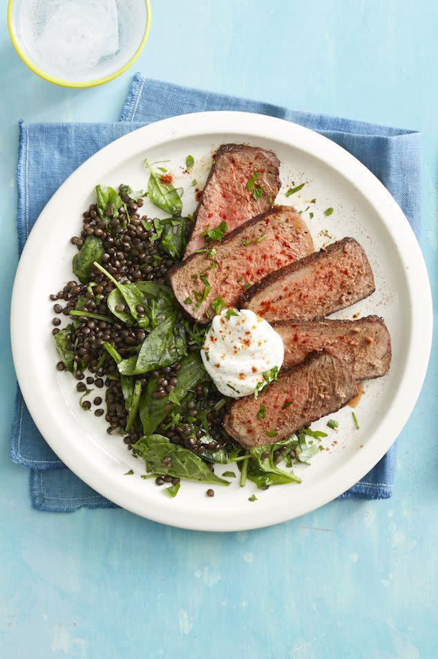 Smoked Paprika Steak and Lentils with Spinach