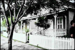 Three restored homes are excellent examples of the "shot-gun" houses in which many cigar makers lived in Ybor City, Florida. Photo by Jackie Sheckler