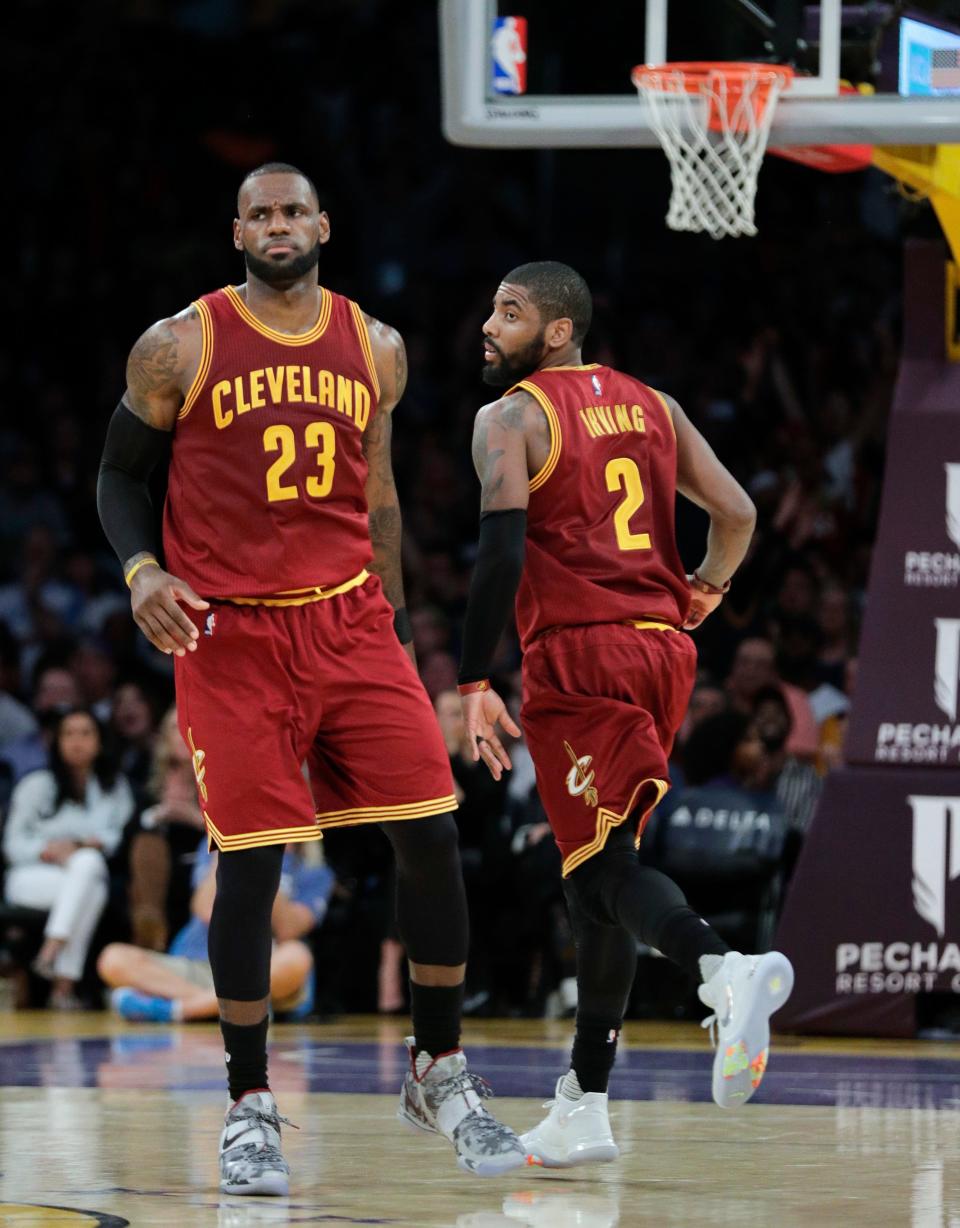 LeBron James and Kyrie Irving played together in Cleveland from 2014 to 2017, going to the NBA Finals in each of those three seasons.