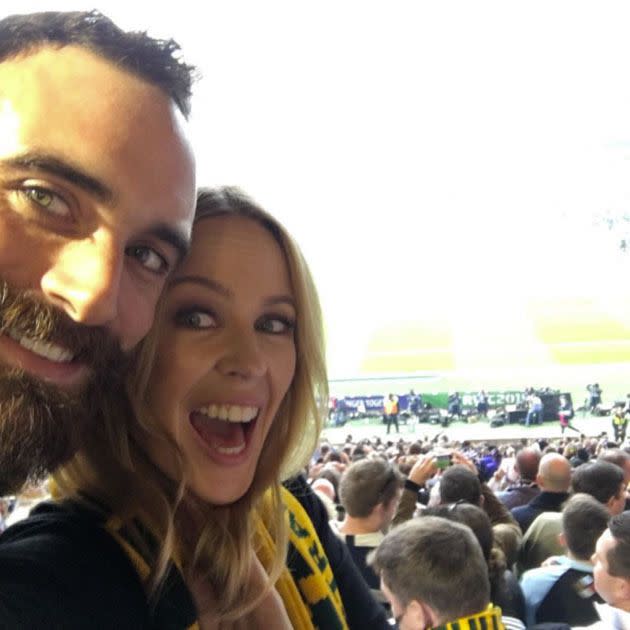 The singer posted this loved-up snap to her Instagram before the match. Photo: Instagram