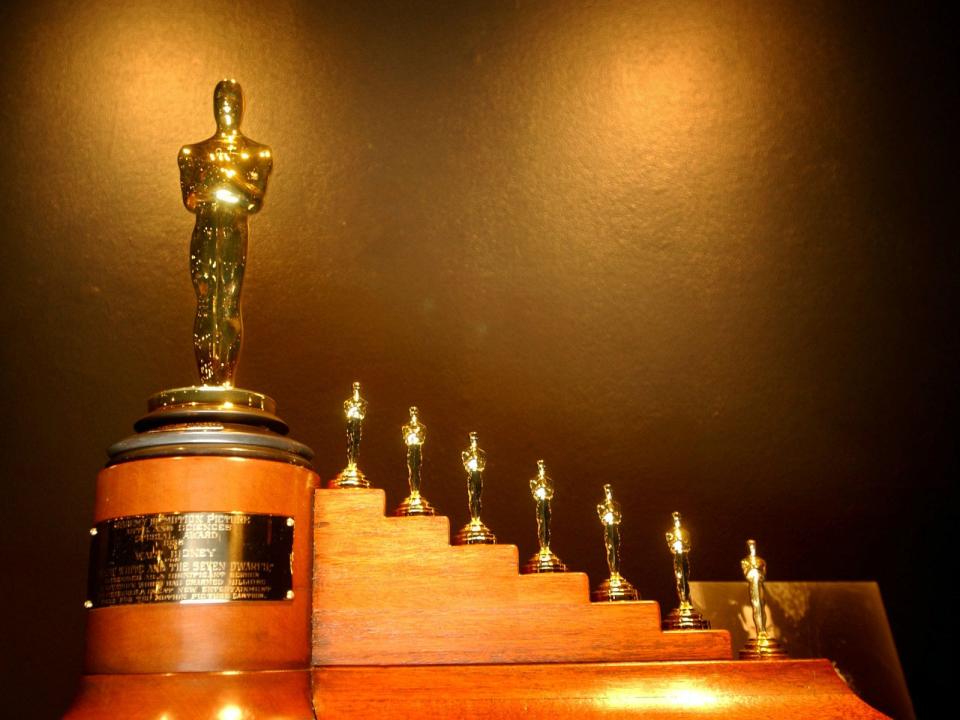 Walt Disney's eight Oscars (one regular-sized, and seven in miniature) for "Snow White and the Seven Dwarves"