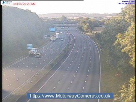 The M1 near Wakefield has been closed heading northbound due to a crash between at least two lorries (Photo: motorwaycameras)