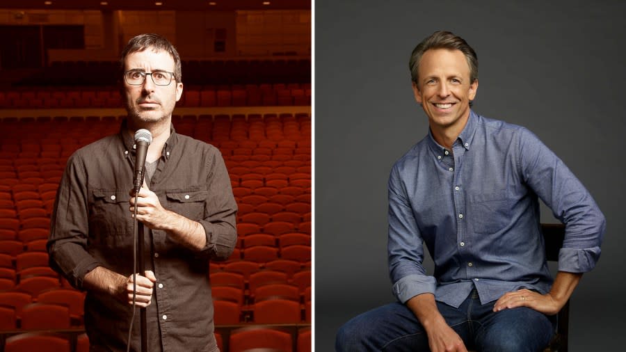 John Oliver (left) and Seth Meyers (right) — two comedians, one stage on New Year’s Eve in Las Vegas at The Colosseum at Caesars Palace. | Photos: Live Nation