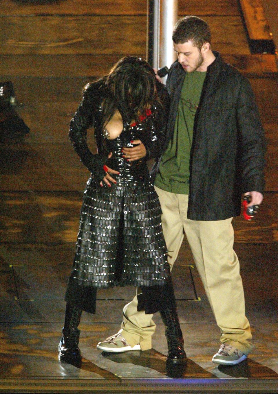 <div class="caption-credit"> Photo by: Bill Baptist</div><div class="caption-title">Janet Jackson</div>It was the nipple seen round the world. Janet Jackson's peekaboob moment while performing with Justin Timberlake at the Super Bowl introduced the phrases "nip-slip" and "wardrobe malfunction" into the lexicon. The split-second exposure (which both stars insisted was unintentional) led to an FCC investigation, fines, and a legal battle that stretched on for more than eight years. <br> <br> See More on TheCut.com: <br> <a rel="nofollow noopener" href="http://nymag.com/thecut/2012/08/50-most-scandalous-dresses-in-history.html?mid=shine" target="_blank" data-ylk="slk:The 50 Most Scandalous Dresses in History;elm:context_link;itc:0;sec:content-canvas" class="link ">The 50 Most Scandalous Dresses in History</a> <br>