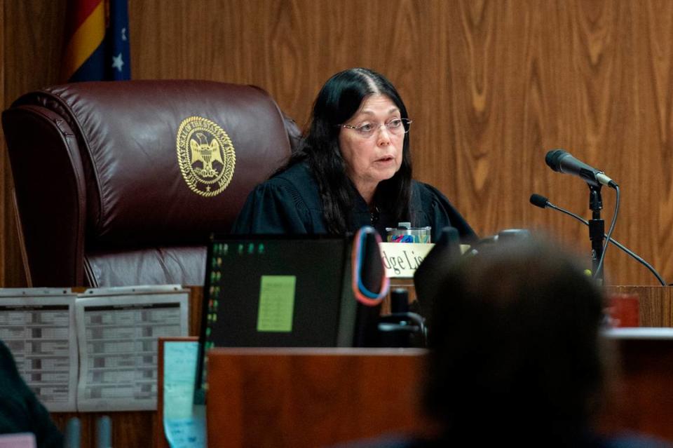 Judge Lisa Dodson presides over a plea hearing for Andrew Malik Jones, who is accused of raping a woman at an outlet mall, at Harrison County Courthouse in Gulfport on Wednesday, Jan. 17, 2024. Jones pleaded guilty to three charges including sexual battery.