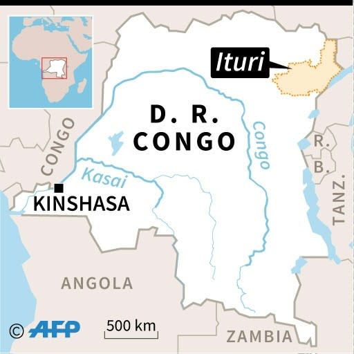 Map of the Democratic Republic of Congo, locating Ituri province