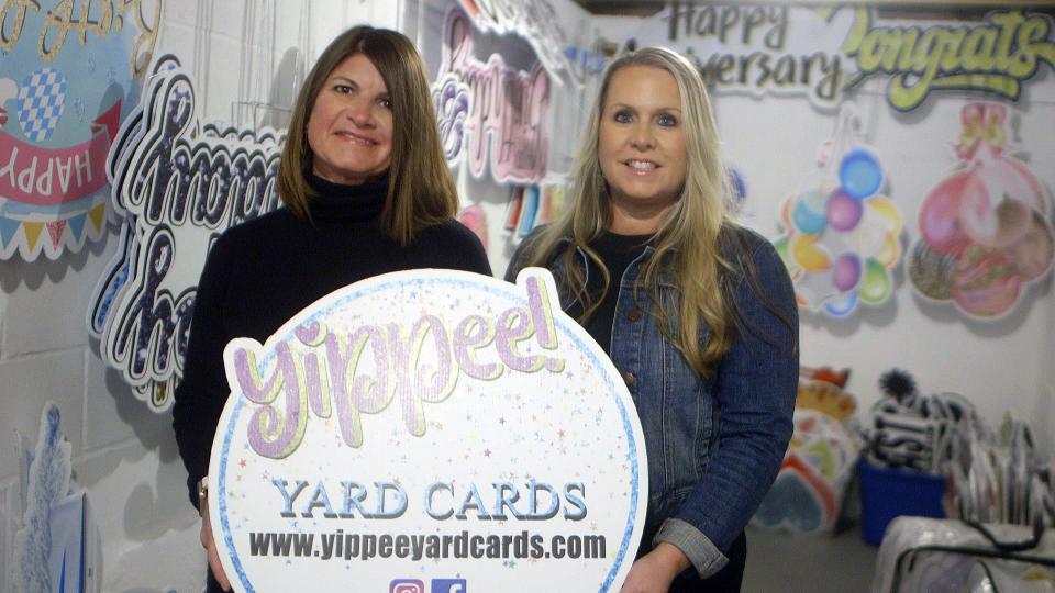 Tara Collinson and Michelle Honauer own Yippee! Yard Cards, a Manasquan-based business launched in August of 2020 that specializes in customized yard signs