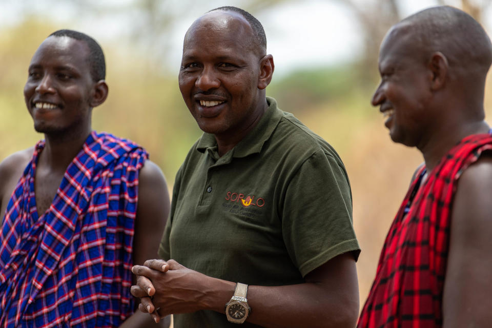 John Kamanga (centre) with colleagues, winner of the Tusk Conservation Award (Sarah Marshall)