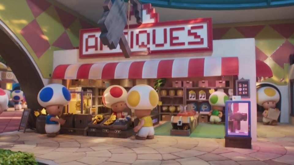 Antique store in the Mushroom Kingdom in Super Mario Bros. Movie
