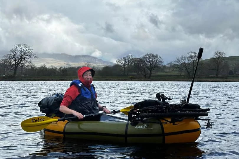 Claire Hughes on her packraft