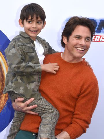 <p>Barry King/Alamy</p> Actor James Marsden and his son William Luca Costa-Marsden attend Paramount Pictures 'Sonic The Hedgehog' Family Day Event