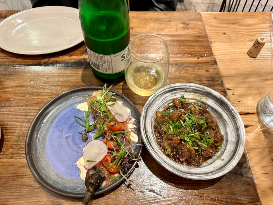 Eggplant Ensalada and Shrooms Salpicao at Spoon & Pork in Silver Lake