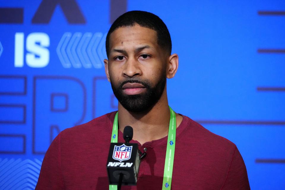 Cleveland Browns general manager Andrew Berry during the 2022 NFL Combine at the Indiana Convention Center.