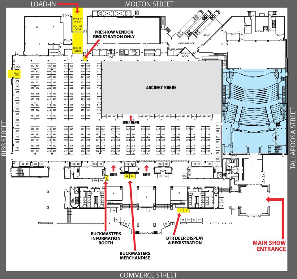 Map inside the Convention Center for the 2022 Buckmasters Expo.