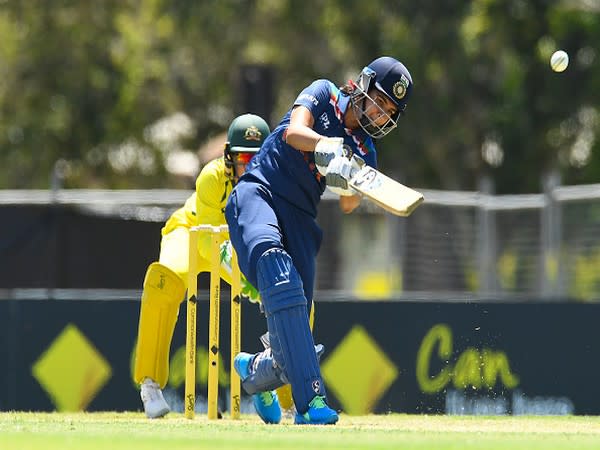 Yastika Bhatia in action against Australia (Photo/ BCCI Women Twitter)