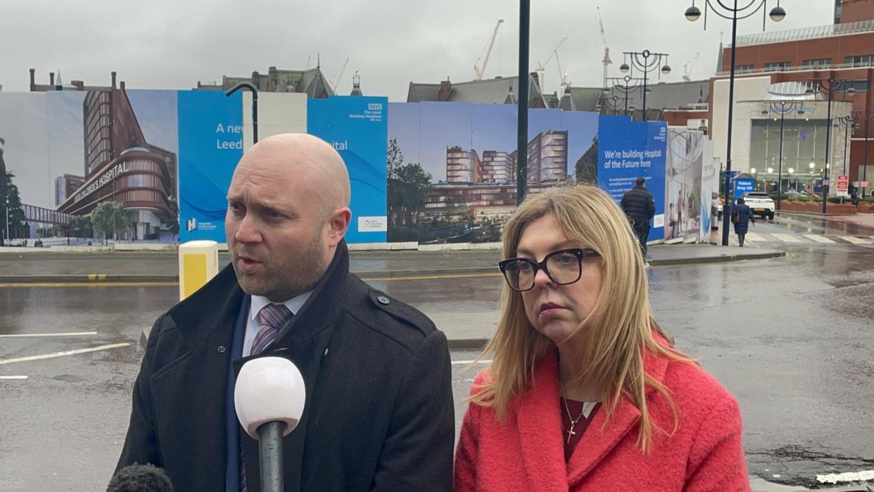 Detective Chief Inspector James Entwistle, left, and Karen Sykes, from Leeds Teaching Hospitals NHS Trust, made a direct appeal to the mother (Dave Higgens/PA)