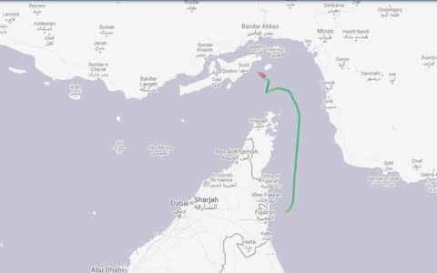 The ship turned suddenly into Iranian waters - Credit: marinetraffic.com/PA