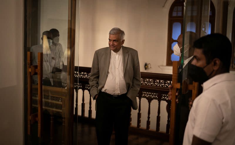 Sri Lanka's Prime Minister Ranil Wickremesinghe attends an interview with Reuters at his office in Colombo