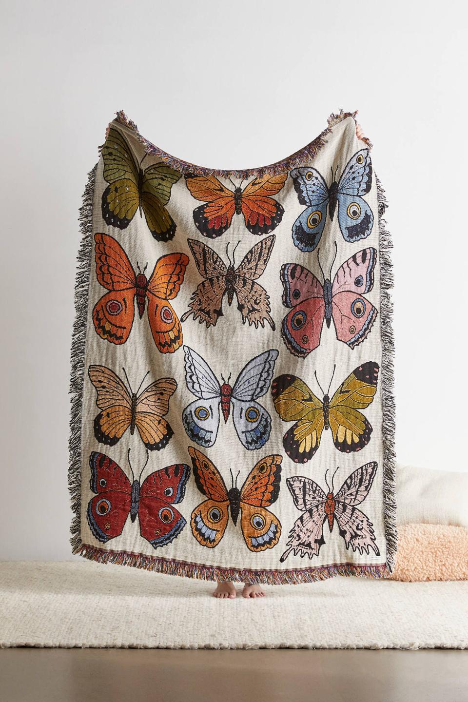 Butterfly And Moth Woven Throw Blanket