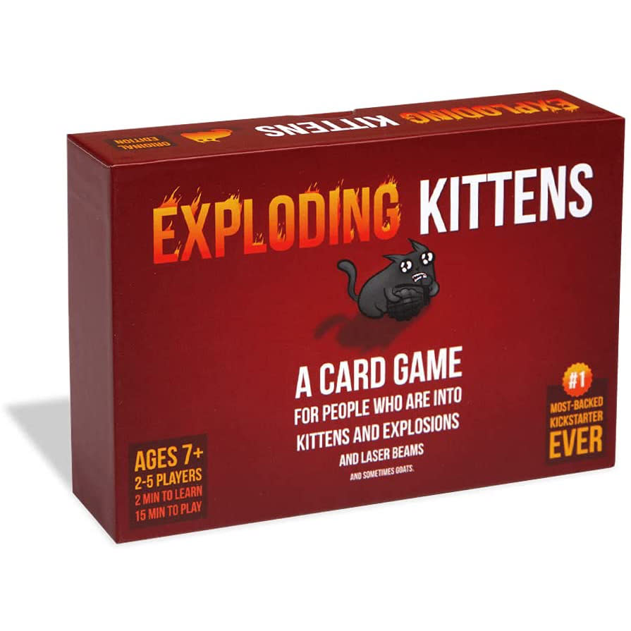exploding kittens card game, white elephant gift guide