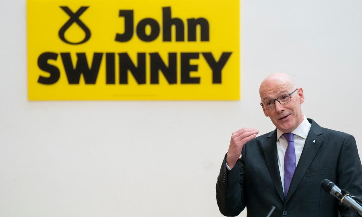 <span>John Swinney speaking during his SNP leadership campaign.</span><span>Photograph: Jane Barlow/PA</span>
