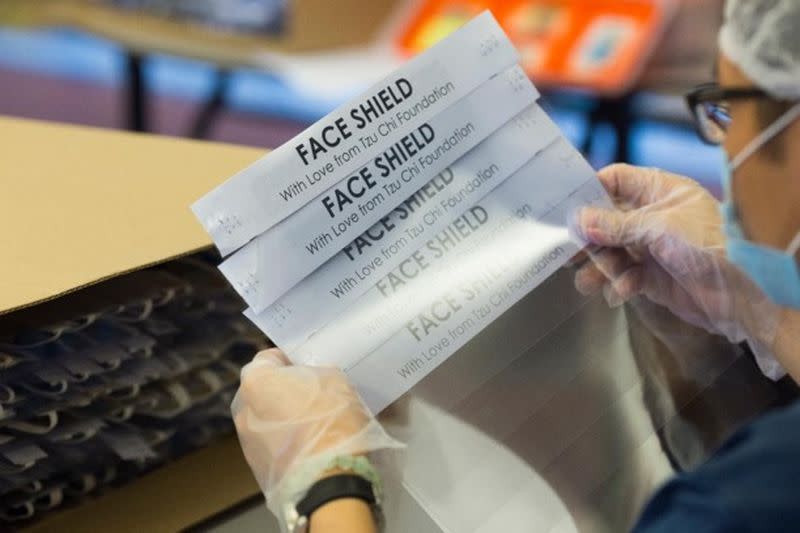 Besides hospitals, Tzu Chi also sent DIY face shields to clinics. — Picture courtesy of Tzu Chi Foundation