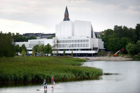 FILE PHOTO: Finlandia Hall, which will serve as a media centre during the meeting of U.S. President Donald Trump and Russian President Vladimir Putin on July 16, is pictured in Helsinki, Finland July 4, 2018. LEHTIKUVA/Mikko Stig/via REUTERS/File Photo   THIS IMAGE HAS BEEN SUPPLIED BY A THIRD PARTY. NO THIRD PARTY SALES. NOT FOR USE BY REUTERS THIRD PARTY DISTRIBUTORS. FINLAND OUT. NO COMMERCIAL OR EDITORIAL SALES IN FINLAND