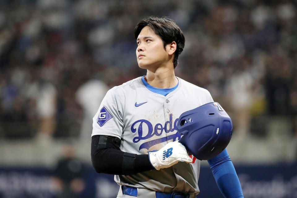 Shohei Ohtani during Seoul Series game between the Los Angeles Dodgers and San Diego Padres on March 20, 2024. (Chung Sung-Jun / Getty Images)