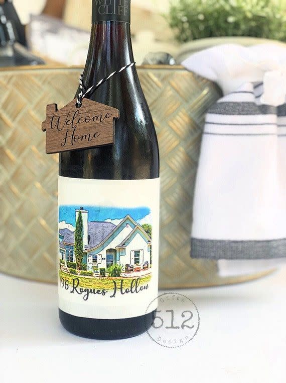 7) 512giftsanddesign Housewarming Wine Label