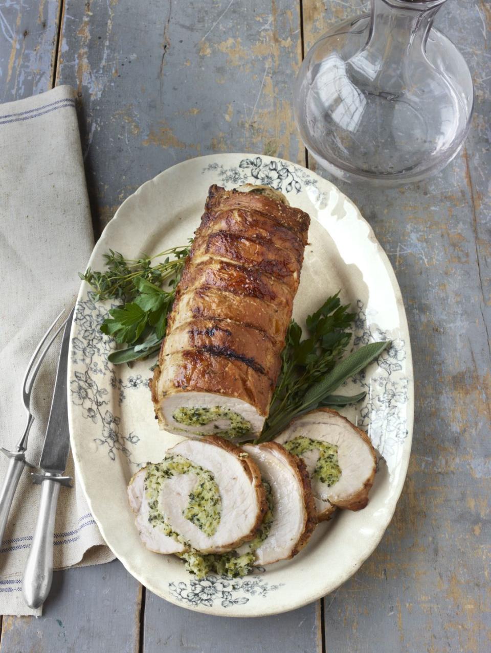 Roast Pork Loin with Herb Stuffing