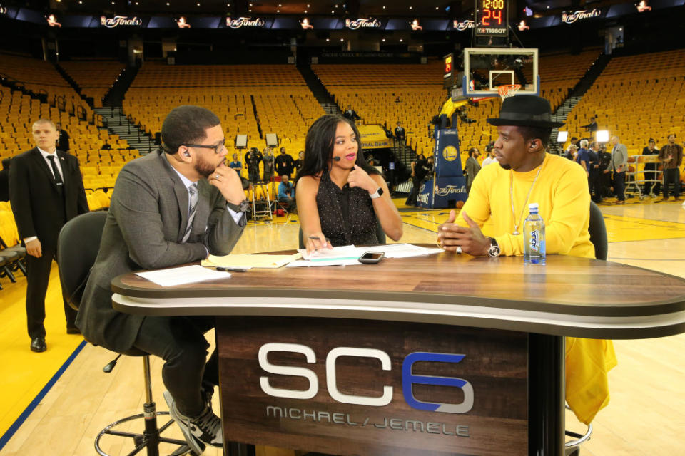 Jemele Hill, middle, is the co-host of ESPN’s 6 p.m. SportsCenter. (Getty)