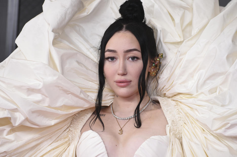 Noah Cyrus arrives at the 63rd annual Grammy Awards at the Los Angeles Convention Center on Sunday, March 14, 2021. (Photo by Jordan Strauss/Invision/AP)