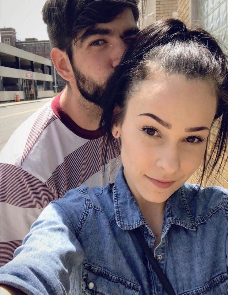 For Kayla Zikic, 30, the nearly four-month separation from her boyfriend of five years, Dave Toennies, 28, is taking a toll. Here the couple are in August 2017 in Cincinnati, Ohio.