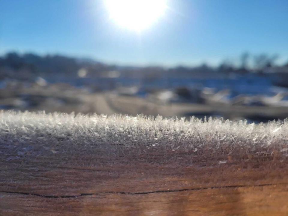 Rime ice, or hoarfrost, is opaque because it freezes so quickly and captures air inside of the icicle.