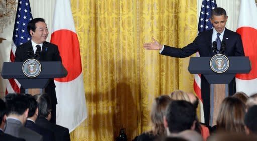 US President Barack Obama (R) gives the floor to Japan's Prime Minister Yoshihiko Noda to speak during a joint press conference at the White House. Barack Obama on Monday warned North Korea that its "old pattern of provocation" was over and that the United States would not buy "good behavior" from the communist state