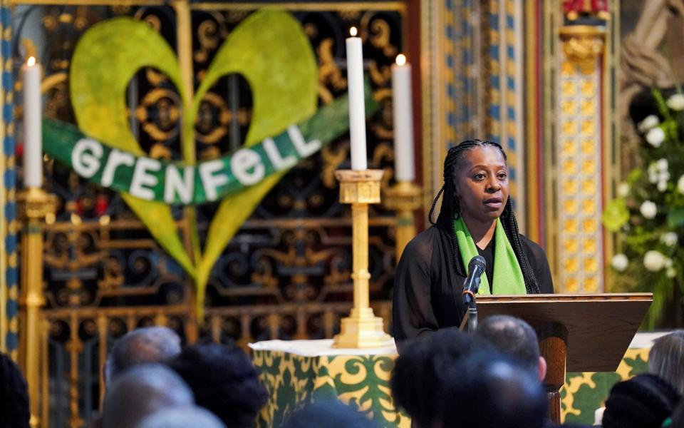 Marlene Anderson speaks during the service - POOL/REUTERS