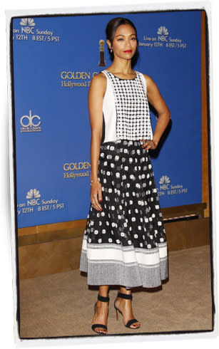 Zoe Saldana y un conjunto muy dinámico. - Foto: Michael Tran │ Getty Images