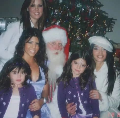 <p>Kylie Jenner/Instagram</p> Throwback photo of Kylie Jenner, Khloe Kardashian, Kourtney Kardashian, Kendall Jenner and Kim Kardashian with Santa