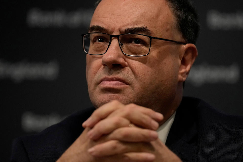 Governor of the Bank of England Andrew Bailey attends a press conference for the Monetary Policy Report August 2023, at the Bank of England in London, Britain, August 3, 2023. Alastair Grant/Pool via REUTERS