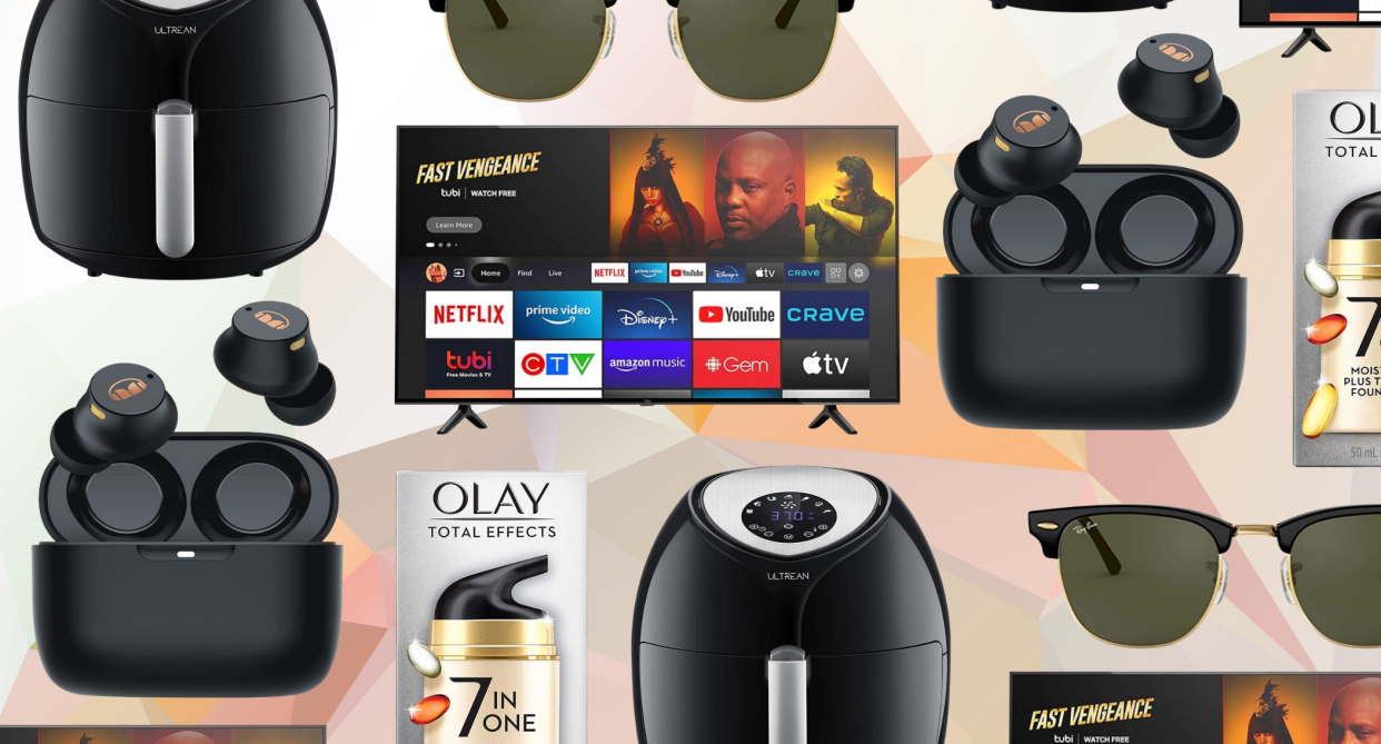 amazon early prime day deals, ray ban sunglasses, tv, wireless earbuds headphones, air fryer, olay total effects