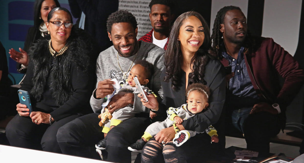 NFL player Antonio Cromartie and his wife, Terricka, with two of their children. (Photo: Astrid Stawiarz/Getty Images for City Point)