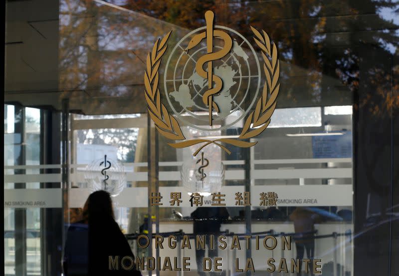 FILE PHOTO: A logo is pictured on the World Health Organization headquarters in Geneva