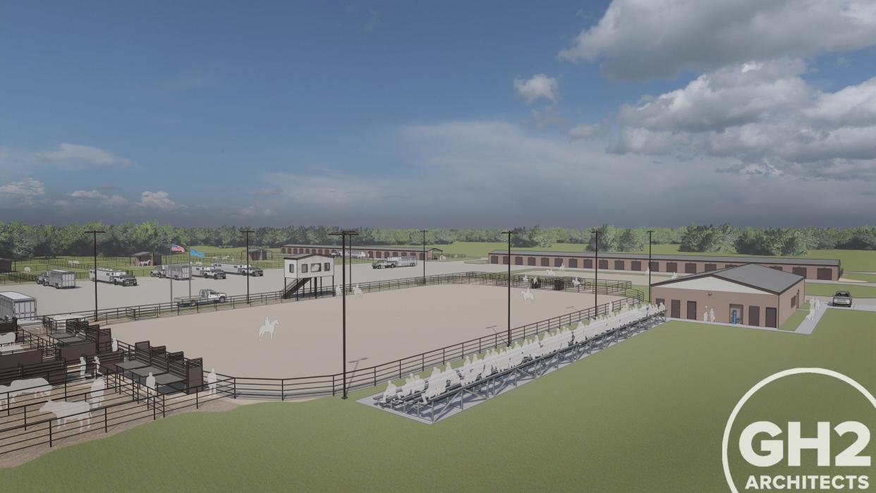 An artist rendering of the new Rodeo/Agriculture Expo Center, which will serve as the home of the Southeastern rodeo team.