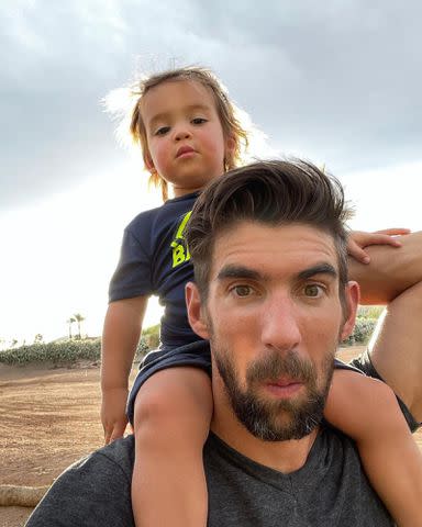 <p>Michael Phelps Instagram</p> Michael Phelps and Maverick Phelps