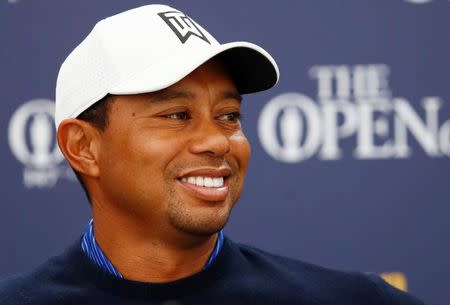 Golf - The 147th Open Championship - Carnoustie, Britain - July 17, 2018 Tiger Woods of the U.S. during a news conference REUTERS/Jason Cairnduff