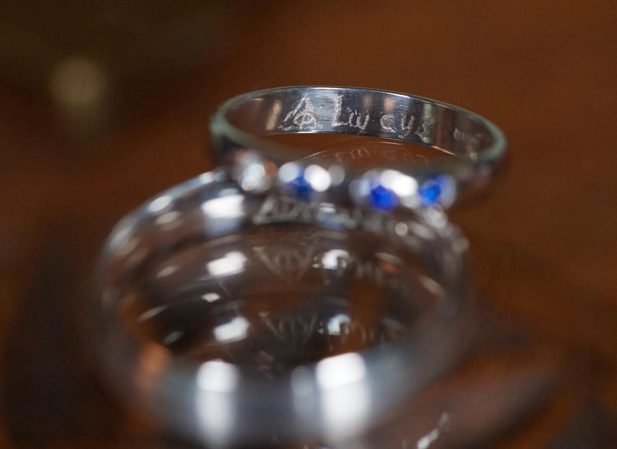 The wedding rings were inscribed with the word 'always', a reference to the moment when Severus Snape revealed he had loved another character, Lily Potter, all along. (Matthew Sier)