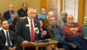 Tony Mattivi, director of the Kansas Bureau of Investigation, said legislation legalizing medical marijuana in Kansas would eventually lead to adopting of recreational use law and invite criminals from Mexico and China to increase violent crime in the state. (Kansas Reflector screen capture of Legislature's YouTube channel)