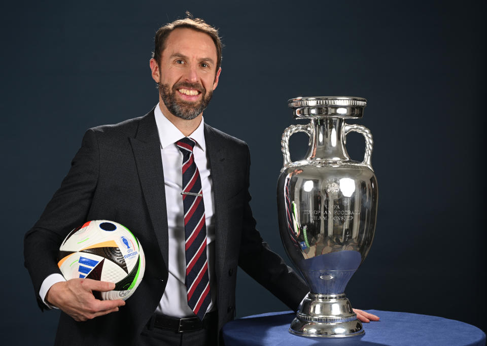 HAMBURG, GERMANY - DECEMBER 02: Gareth Southgate, manager of England poses for a picture ahead of the UEFA EURO 2024 Final Tournament Draw at the Atlantic hotel on December 02, 2023 in Hamburg, Germany. (Photo by Stuart Franklin - UEFA/UEFA via Getty Images)