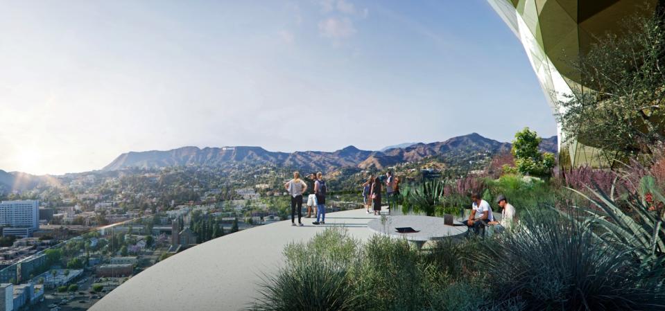 A rendering of a garden for tenants on the 17th floor of the proposed Star high-rise in Hollywood.